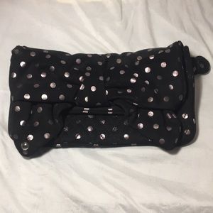 Juicy Couture Black Polka Dot Oversized Bow Clutch